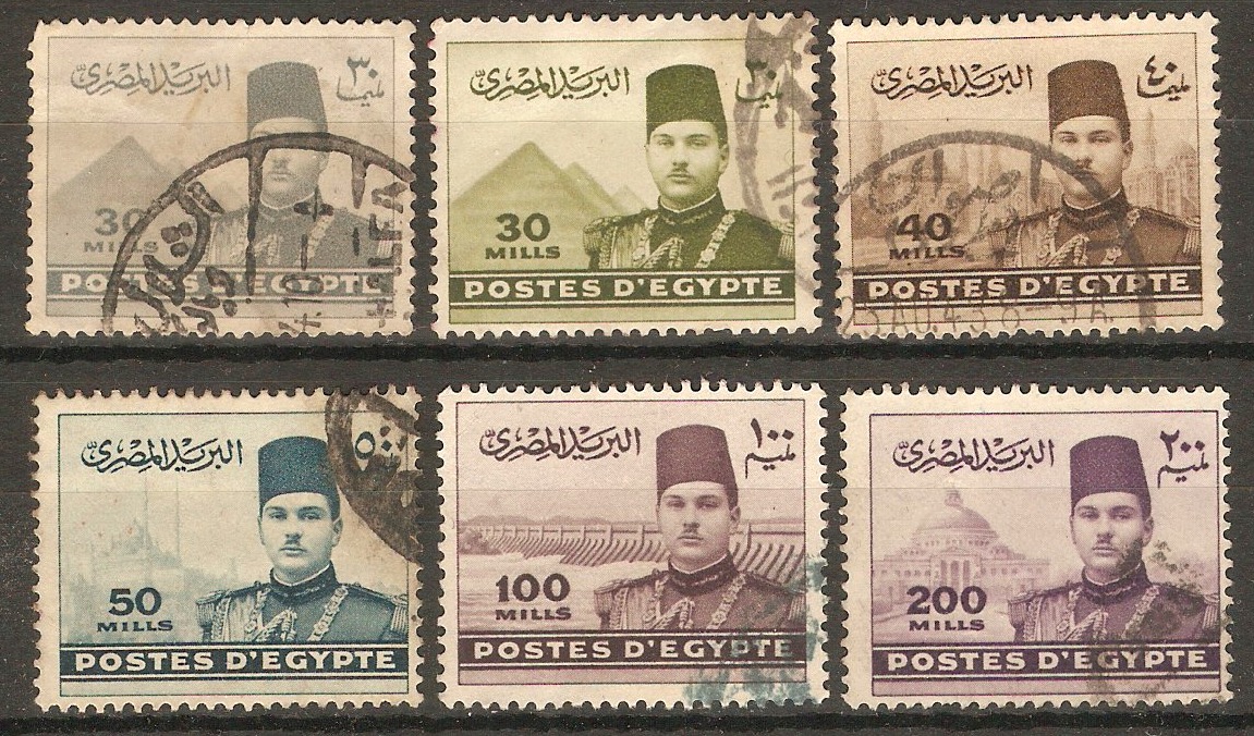 Egypt 1939 King Farouk Definitives Set. SG276a-SG281.